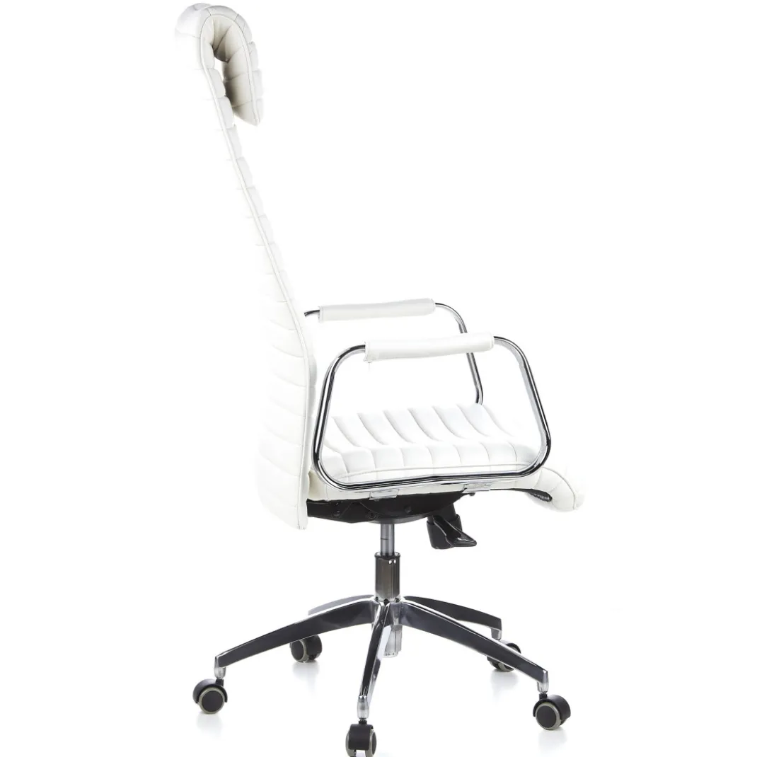 Sillón de oficina Jaguar, base aluminio, piel natural