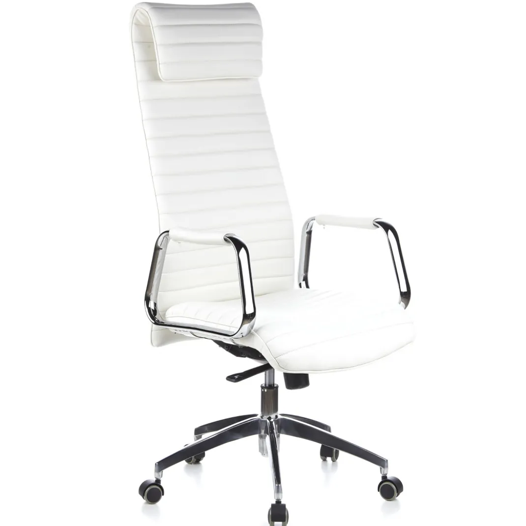 Sillón de oficina Jaguar, base aluminio, piel natural