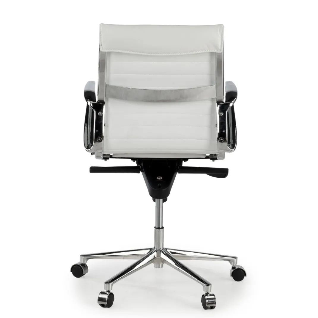 Sillón oficina de Diseño Forli, respaldo bajo, piel natural