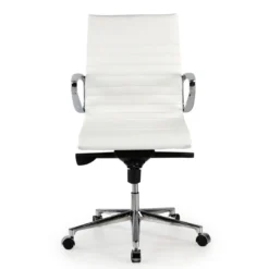 Sillón oficina de Diseño Forli, respaldo bajo, piel natural