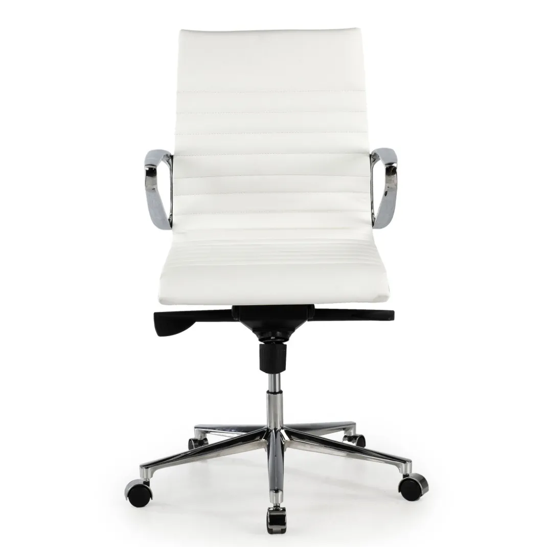Sillón oficina de Diseño Forli, respaldo bajo, piel natural