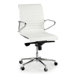Sillón oficina de Diseño Forli, respaldo bajo, piel natural