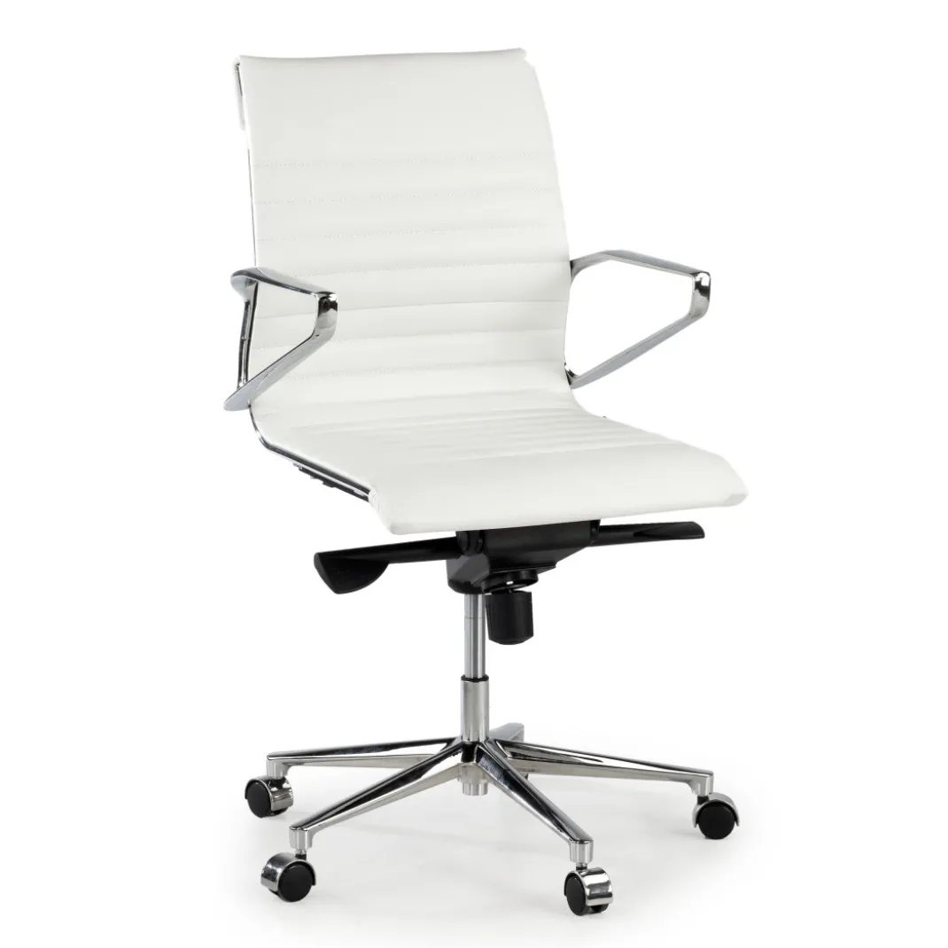 Sillón oficina de Diseño Forli, respaldo bajo, piel natural