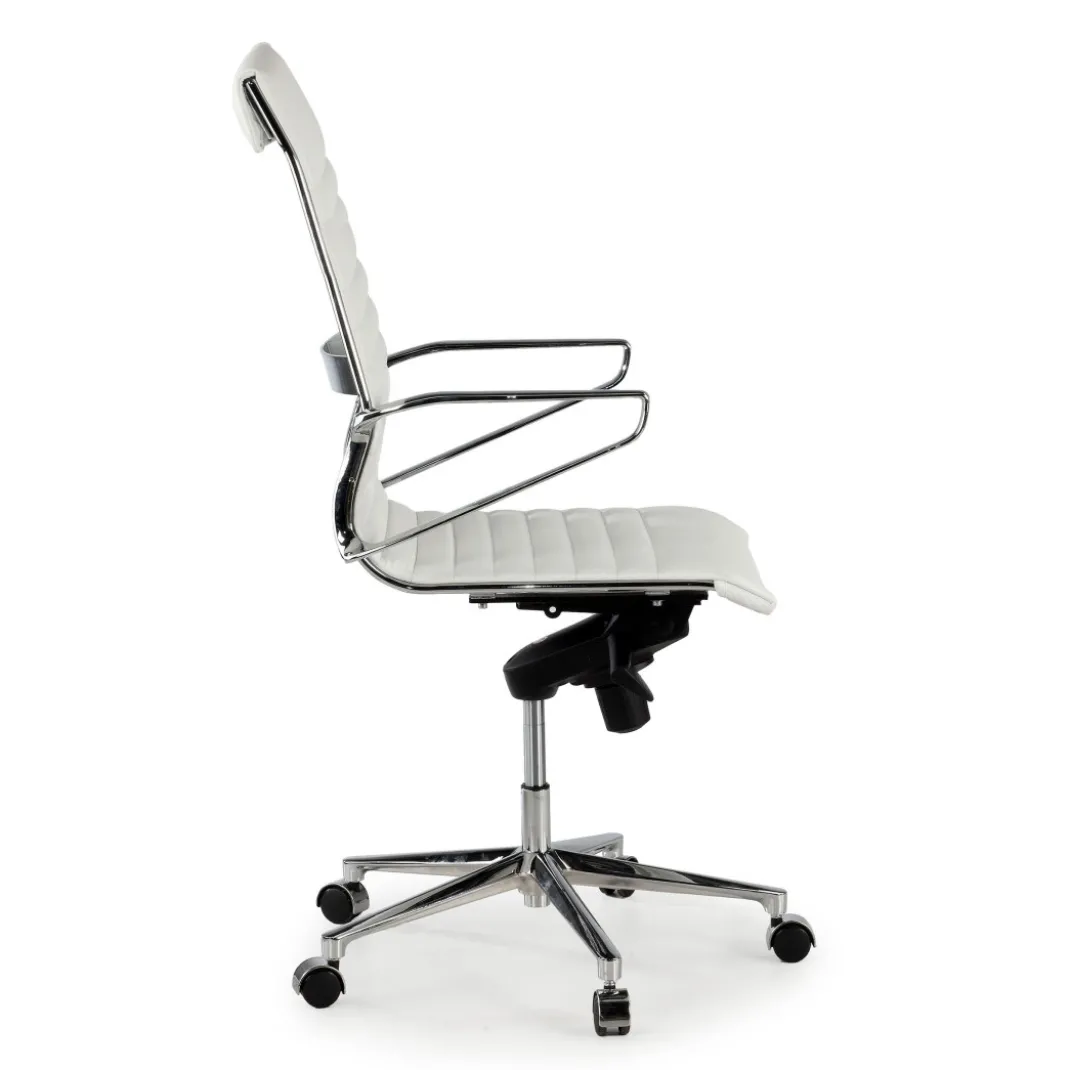 Sillón oficina de Diseño Forli, respaldo alto, piel natural