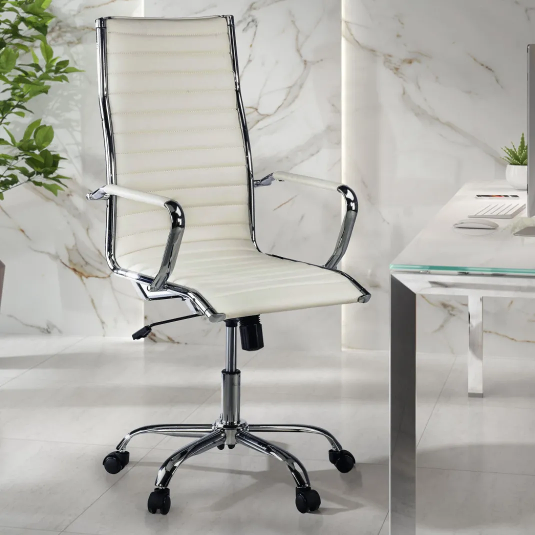 Sillón Oficina de diseño Milano, respaldo alto ecopiel