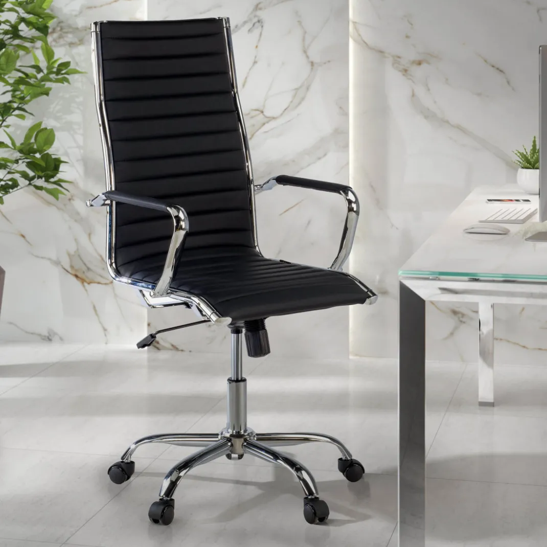 Sillón Oficina de diseño Milano, respaldo alto ecopiel