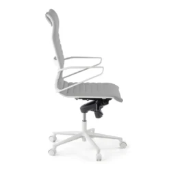 Sillón oficina Diseño Forli, estructura blanca, respaldo alto, ecopiel