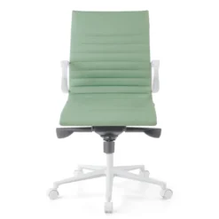 Sillón oficina Diseño Forli, estructura blanca, respaldo bajo, ecopiel