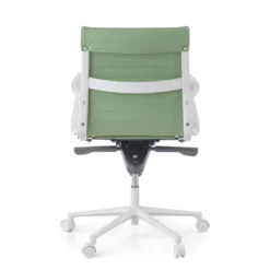 Sillón oficina Diseño Forli, estructura blanca, respaldo bajo, ecopiel