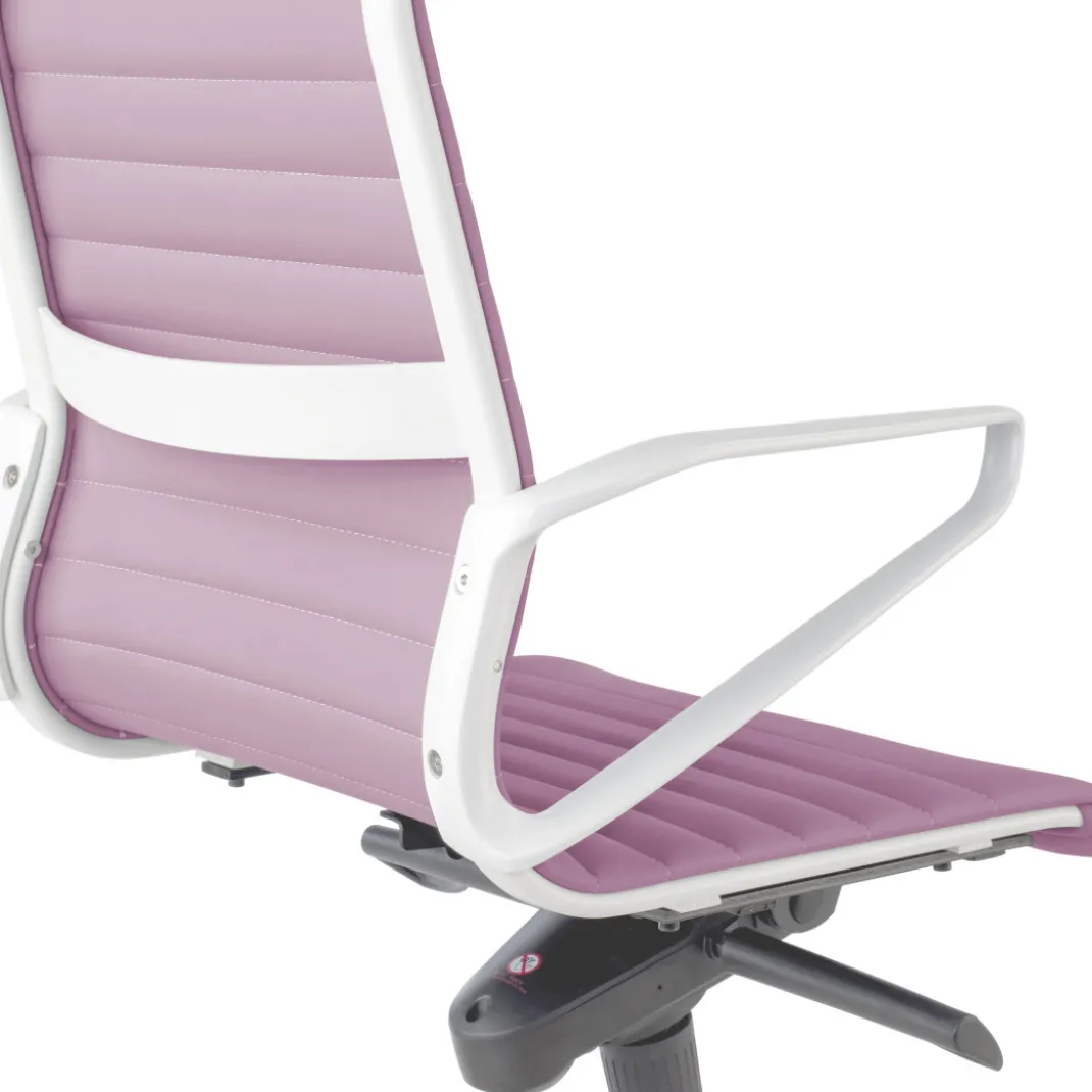 Sillón oficina Diseño Forli, estructura blanca, respaldo alto, ecopiel