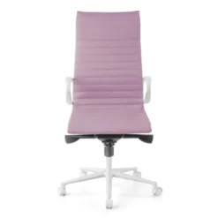 Sillón oficina Diseño Forli, estructura blanca, respaldo alto, ecopiel