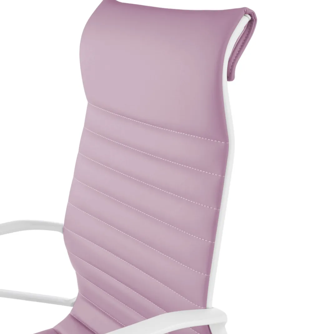 Sillón oficina Diseño Forli, estructura blanca, respaldo alto, ecopiel