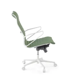 Sillón oficina Diseño Forli, estructura blanca, respaldo alto, ecopiel