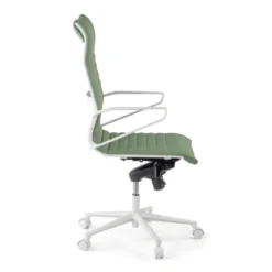 Sillón oficina Diseño Forli, estructura blanca, respaldo alto, ecopiel