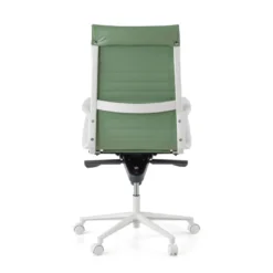 Sillón oficina Diseño Forli, estructura blanca, respaldo alto, ecopiel