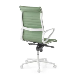 Sillón oficina Diseño Forli, estructura blanca, respaldo alto, ecopiel