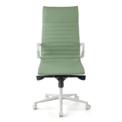 Sillón oficina Diseño Forli, estructura blanca, respaldo alto, ecopiel