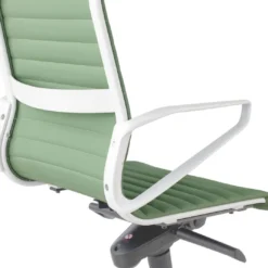Sillón oficina Diseño Forli, estructura blanca, respaldo alto, ecopiel