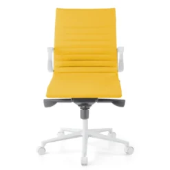 Sillón oficina Diseño Forli, estructura blanca, respaldo bajo, ecopiel