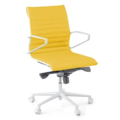 Sillón oficina Diseño Forli, estructura blanca, respaldo bajo, ecopiel