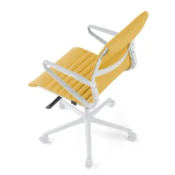 Sillón oficina Diseño Forli, estructura blanca, respaldo bajo, ecopiel