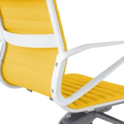 Sillón oficina Diseño Forli, estructura blanca, respaldo bajo, ecopiel