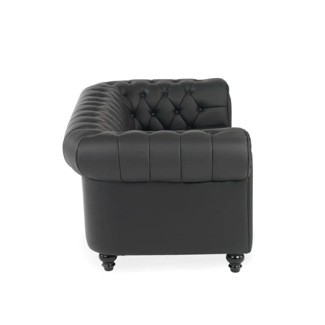 Sofa capitoné de recepción Chesterfield 2 plazas negro