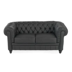 Sofa capitoné de recepción Chesterfield 2 plazas negro