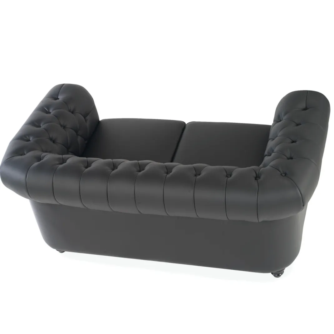 Sofa capitoné de recepción Chesterfield 2 plazas negro