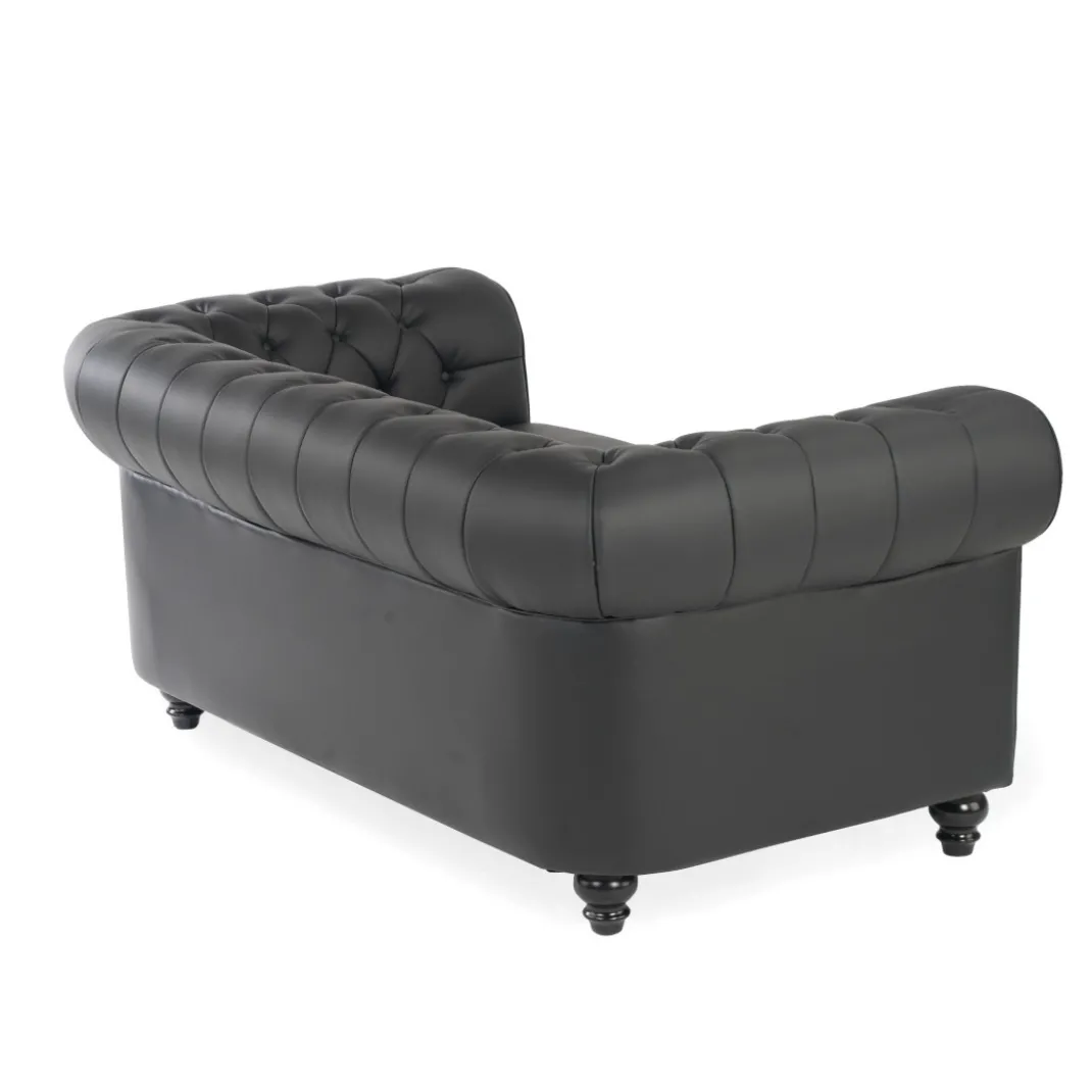 Sofa capitoné de recepción Chesterfield 2 plazas negro