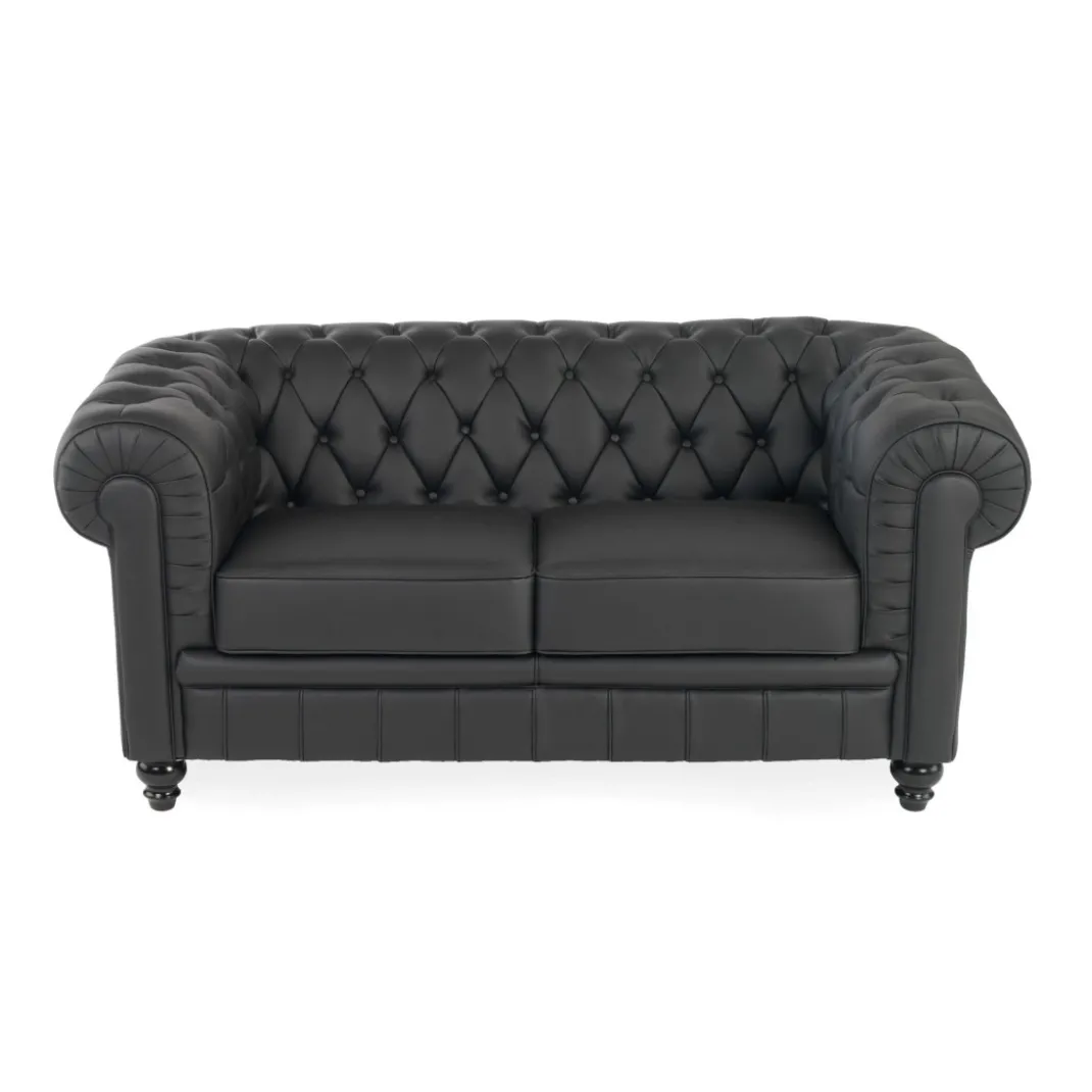 Sofa capitoné de recepción Chesterfield 2 plazas negro