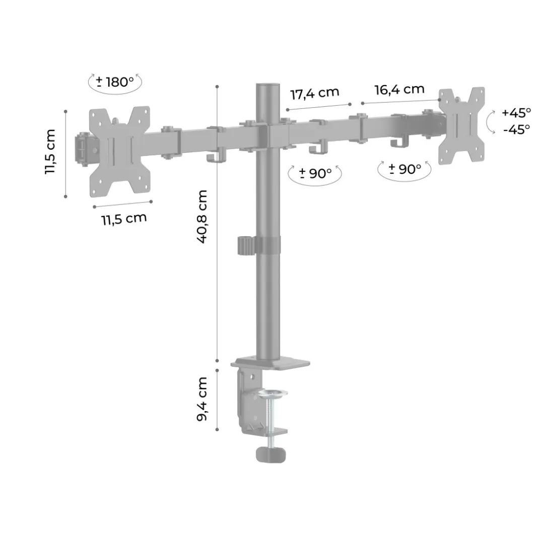 Soporte monitor columna doble, 2 pantallas