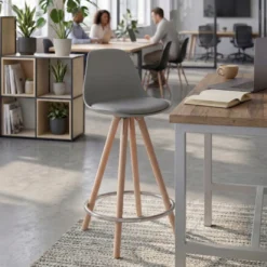 Taburete de oficina Nordic, madera maciza