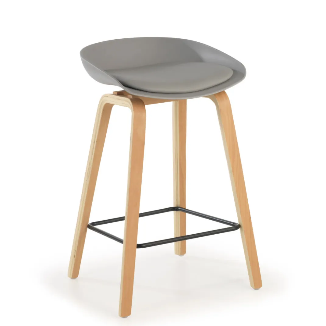 Taburete de oficina Uma, patas de madera