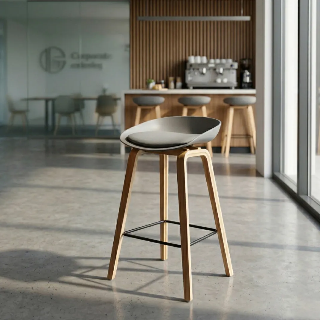Taburete de oficina Uma, patas de madera