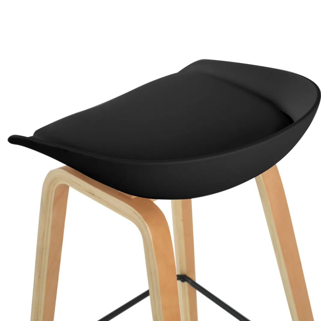 Taburete de oficina Uma, patas de madera