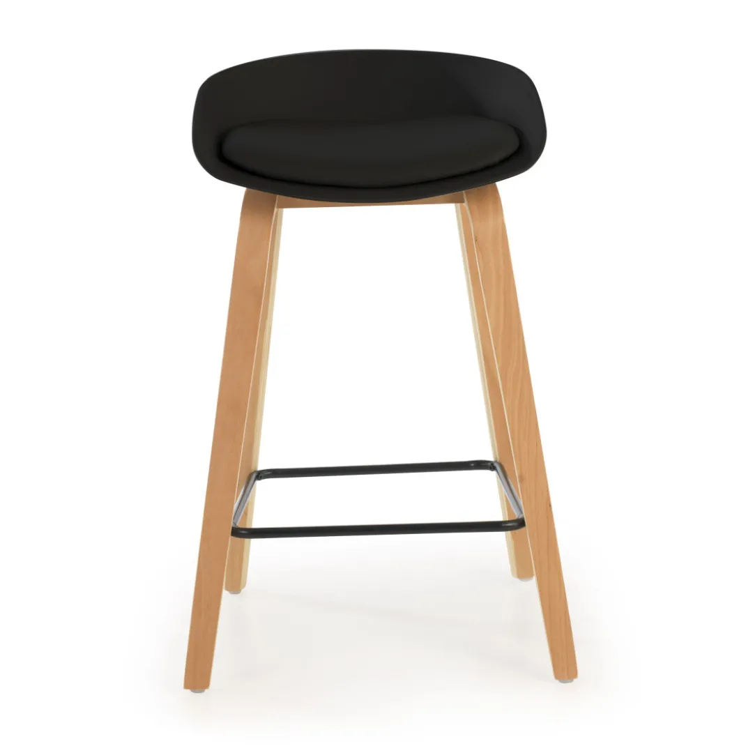 Taburete de oficina Uma, patas de madera