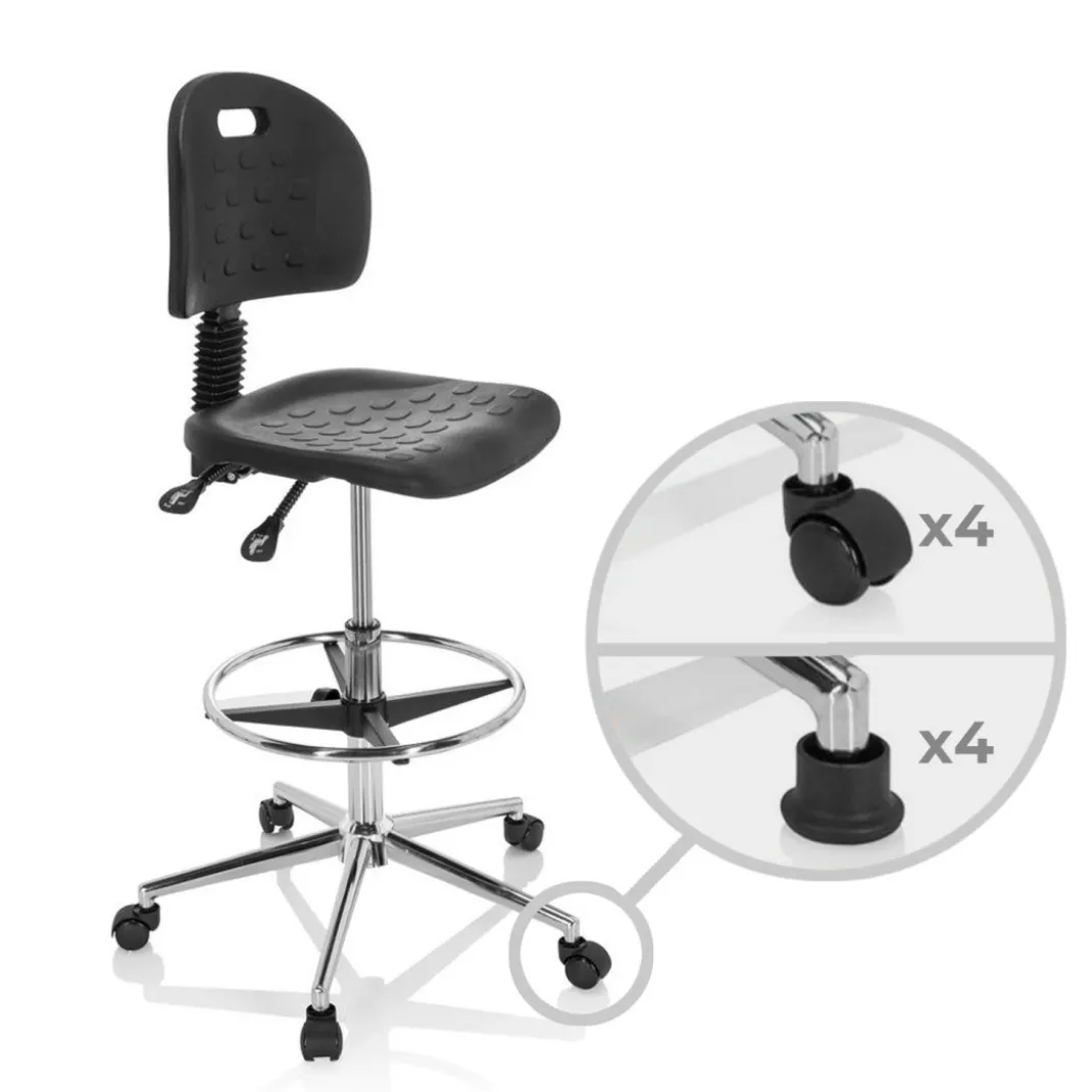 Taburete de trabajo Work 23, poliuretano rigido, anilla reposapies