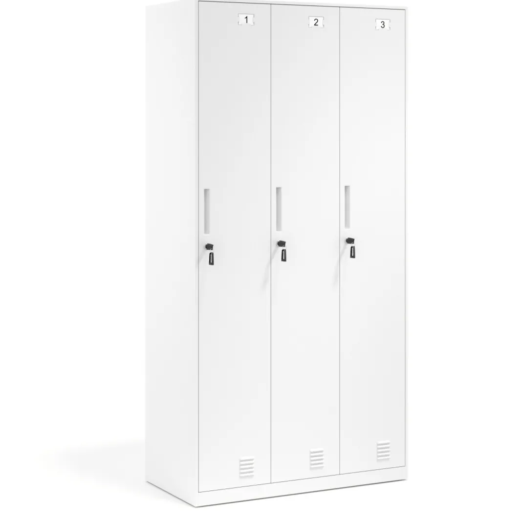Taquilla de vestuario Strong 3 puertas 185x92cm, estructura blanca