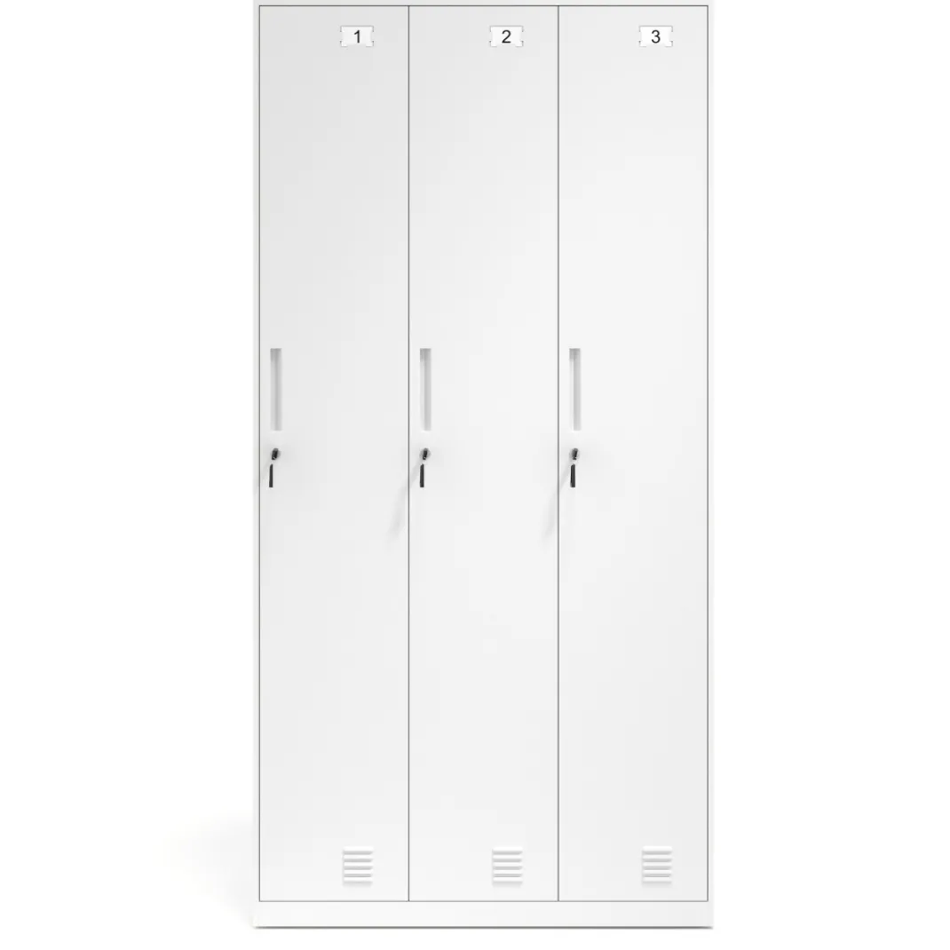 Taquilla de vestuario Strong 3 puertas 185x92cm, estructura blanca