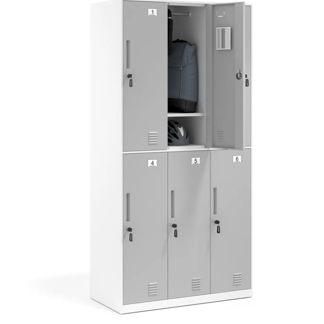 Taquilla de vestuario Strong 6 puertas 185x92cm, estructura blanca