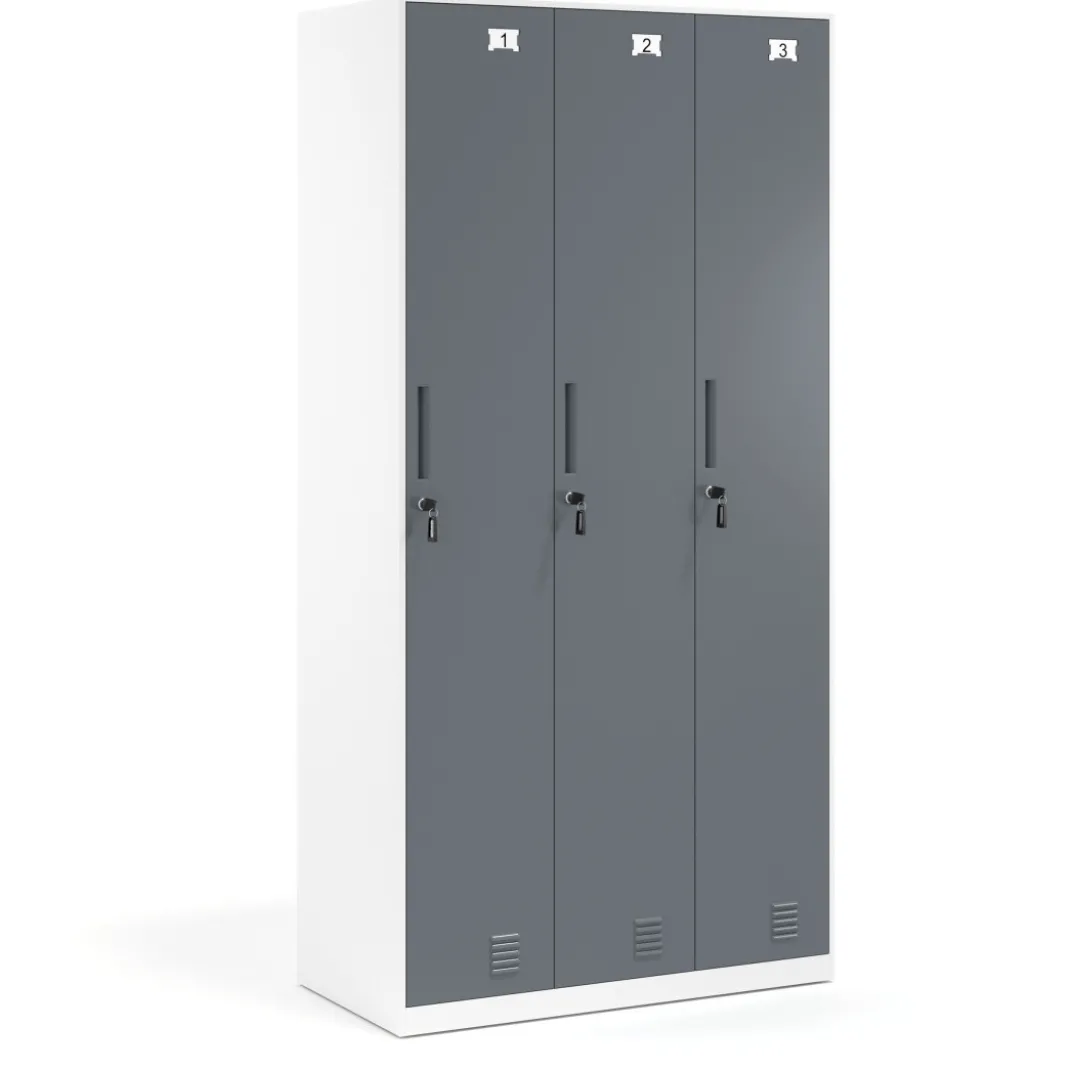 Taquilla de vestuario Strong 3 puertas 185x92cm, estructura blanca