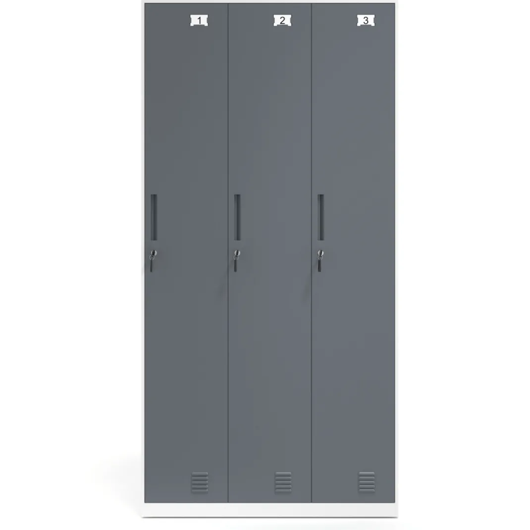 Taquilla de vestuario Strong 3 puertas 185x92cm, estructura blanca
