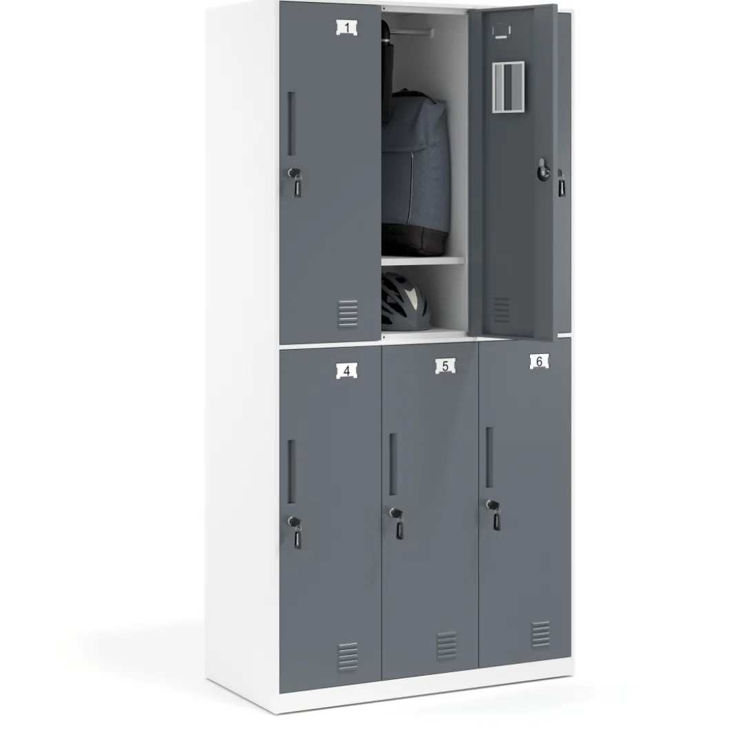 Taquilla de vestuario Strong 6 puertas 185x92cm, estructura blanca
