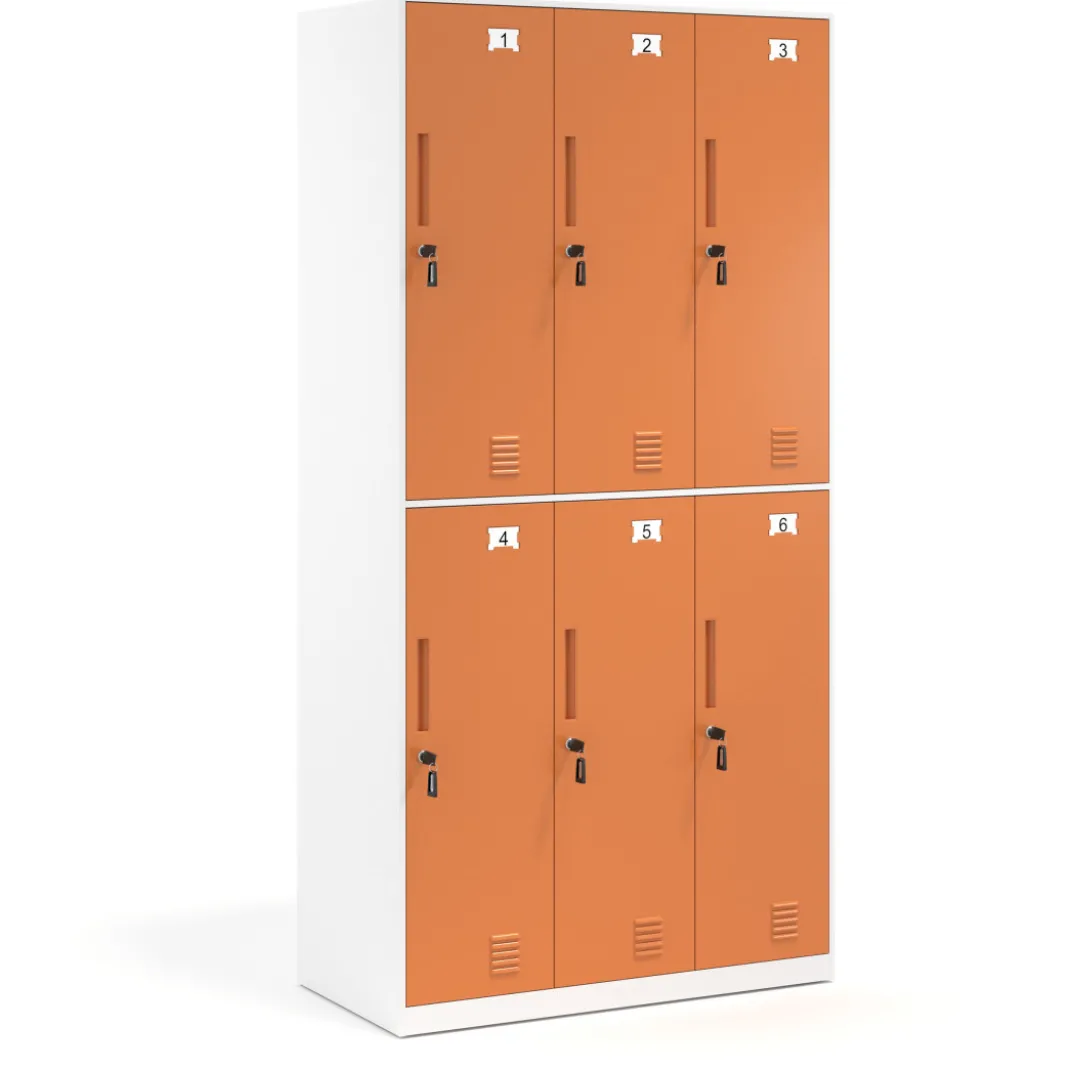 Taquilla de vestuario Strong 6 puertas 185x92cm, estructura blanca