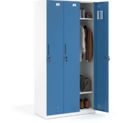 Taquilla de vestuario Strong 3 puertas 185x92cm, estructura blanca