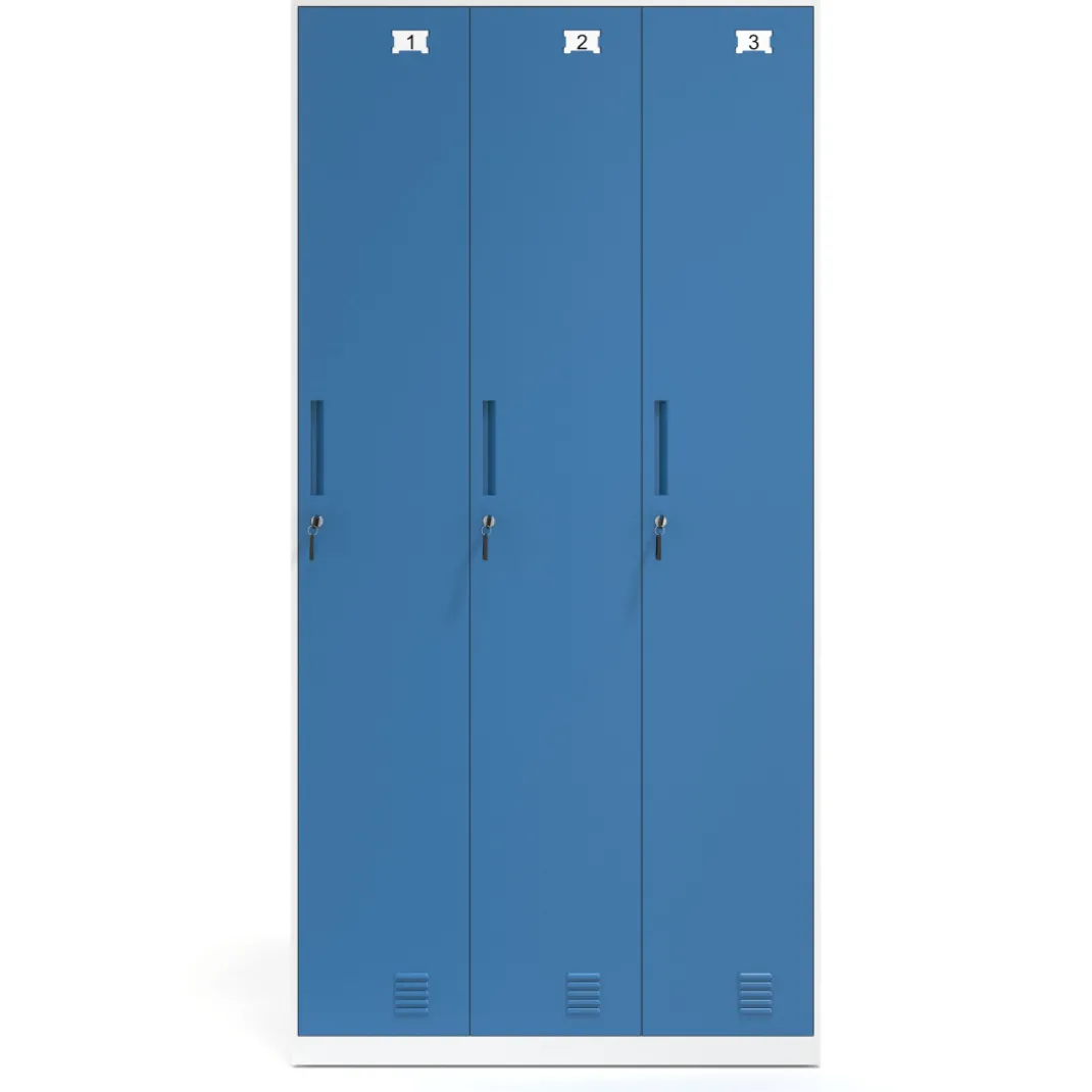 Taquilla de vestuario Strong 3 puertas 185x92cm, estructura blanca