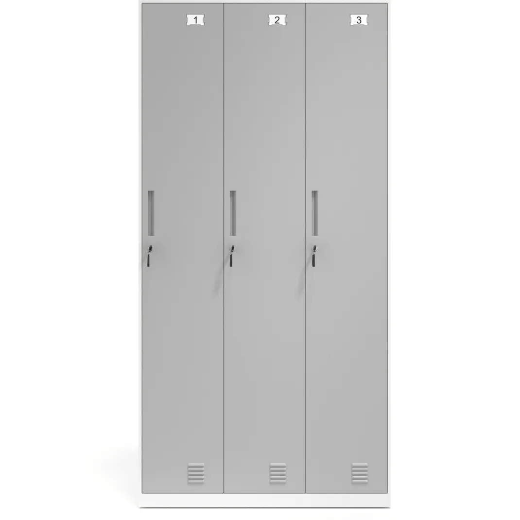 Taquilla de vestuario Strong 3 puertas 185x92cm, estructura blanca