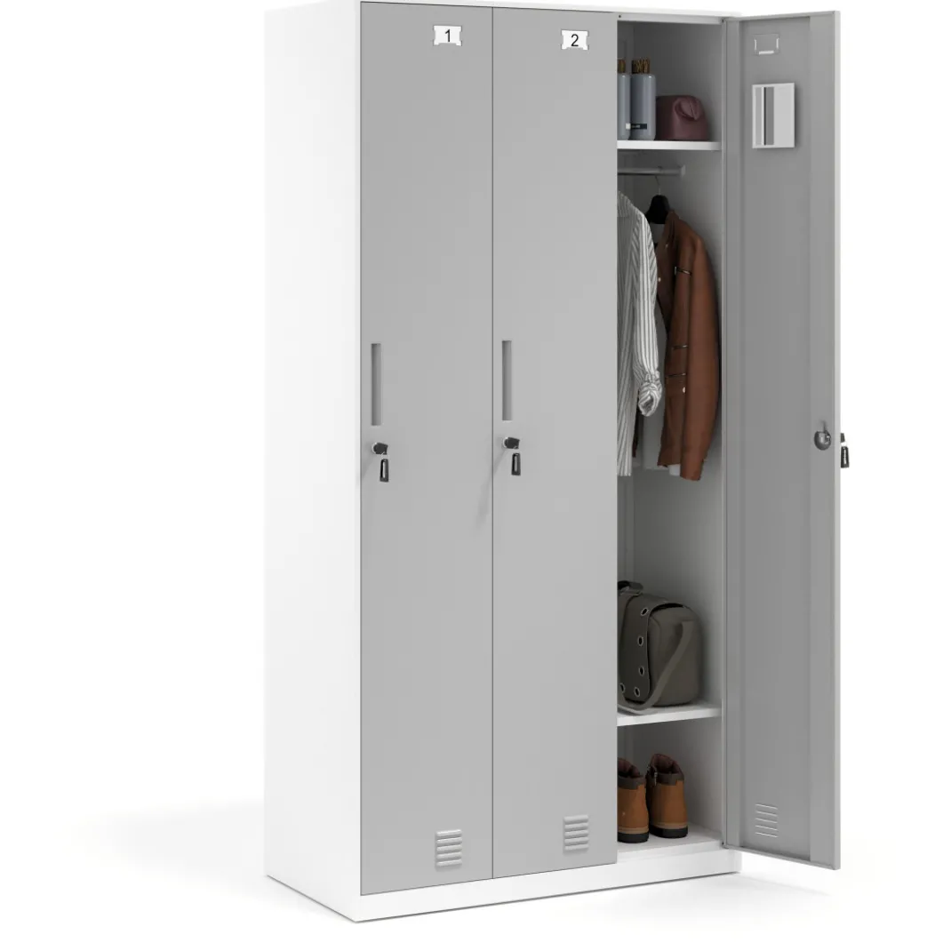 Taquilla de vestuario Strong 3 puertas 185x92cm, estructura blanca