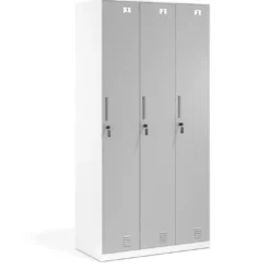 Taquilla de vestuario Strong 3 puertas 185x92cm, estructura blanca